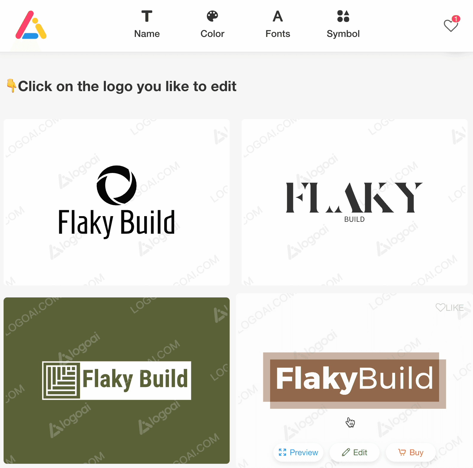 Example logos for Flaky Build in logoai.com